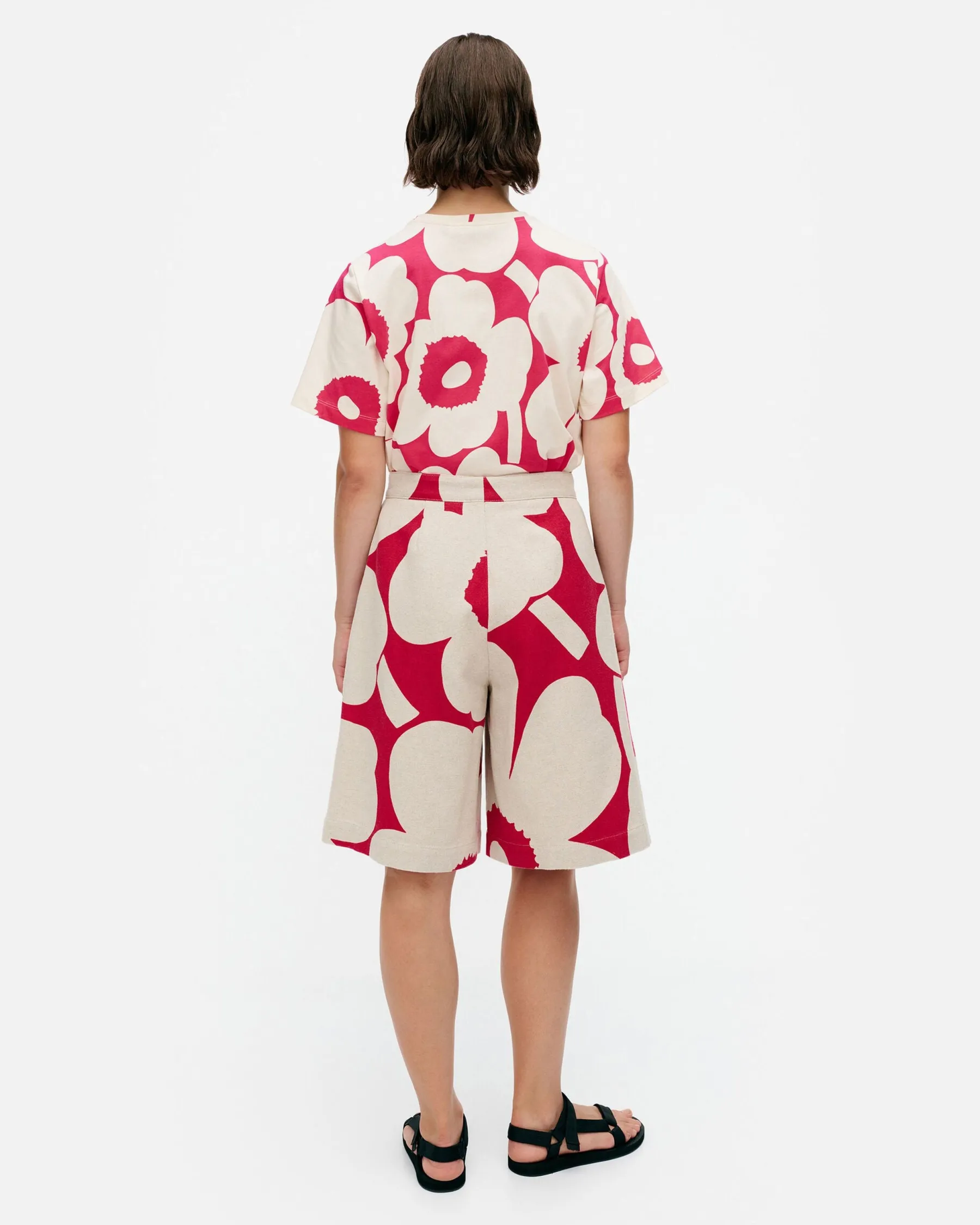 Housut^Marimekko Hyu00F6Ky Unikko Puuvillapellavashortsit