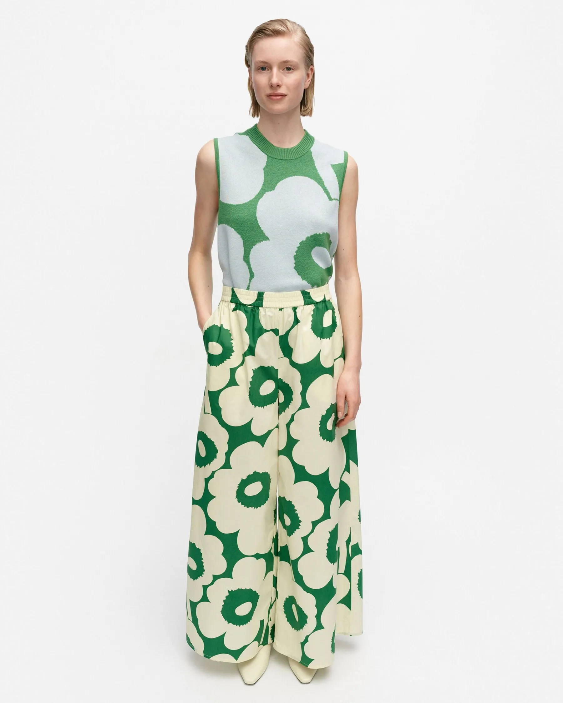 Housut^Marimekko Kohti Unikko Puuvillapopliinihousut