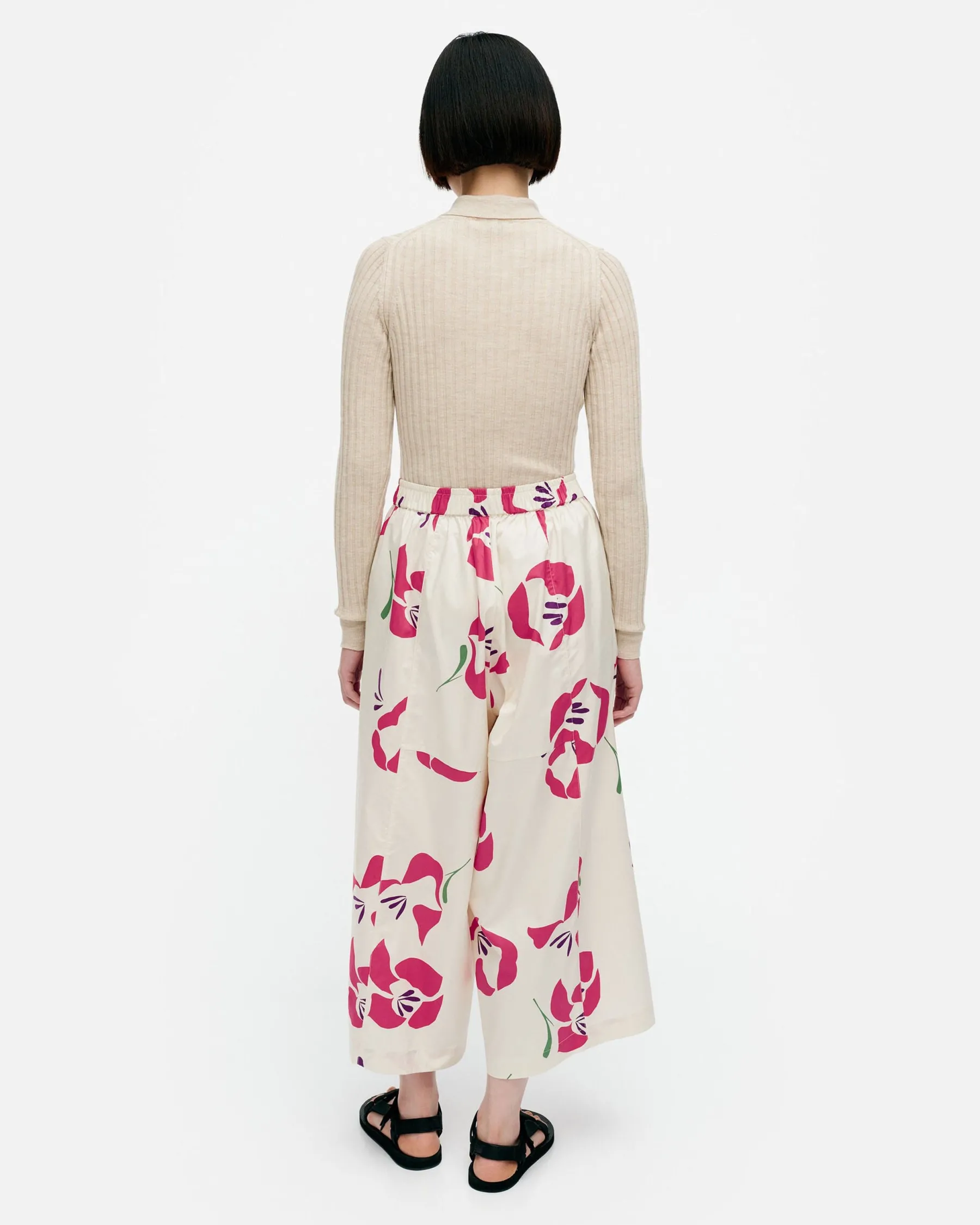 Housut^Marimekko Kressida Helakka Puuvillapopliinihousuhame