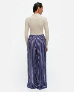 Housut^Marimekko Merivirta Piccolo Pellavahousut