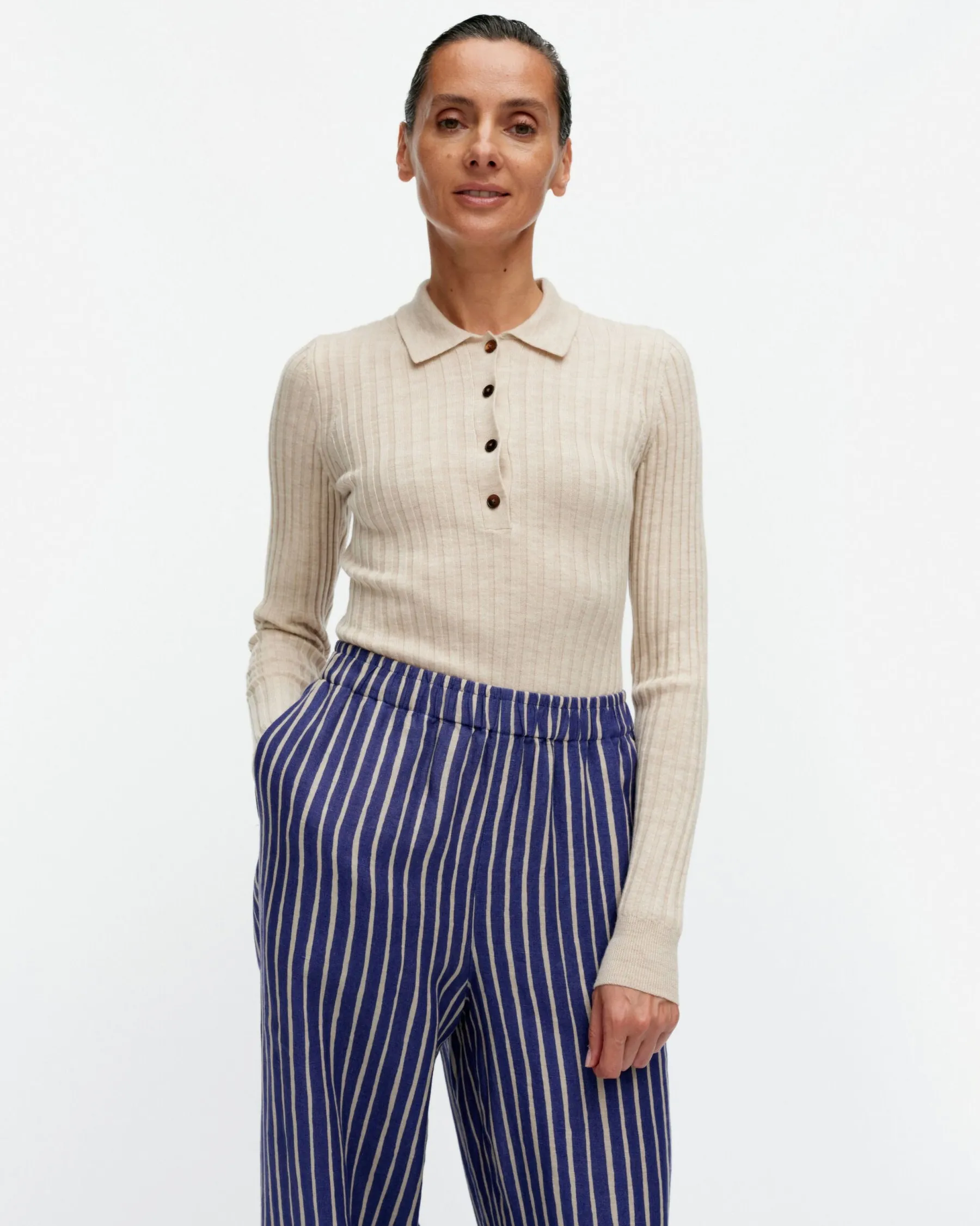 Housut^Marimekko Merivirta Piccolo Pellavahousut